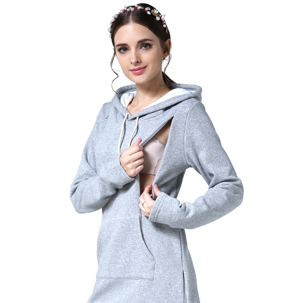 Winter Zwangerschap Moederschap Kleding Verpleging Tops Voor Zwangere Vrouwen Borstvoeding Hoodie Trui Mama Dragen Fleece