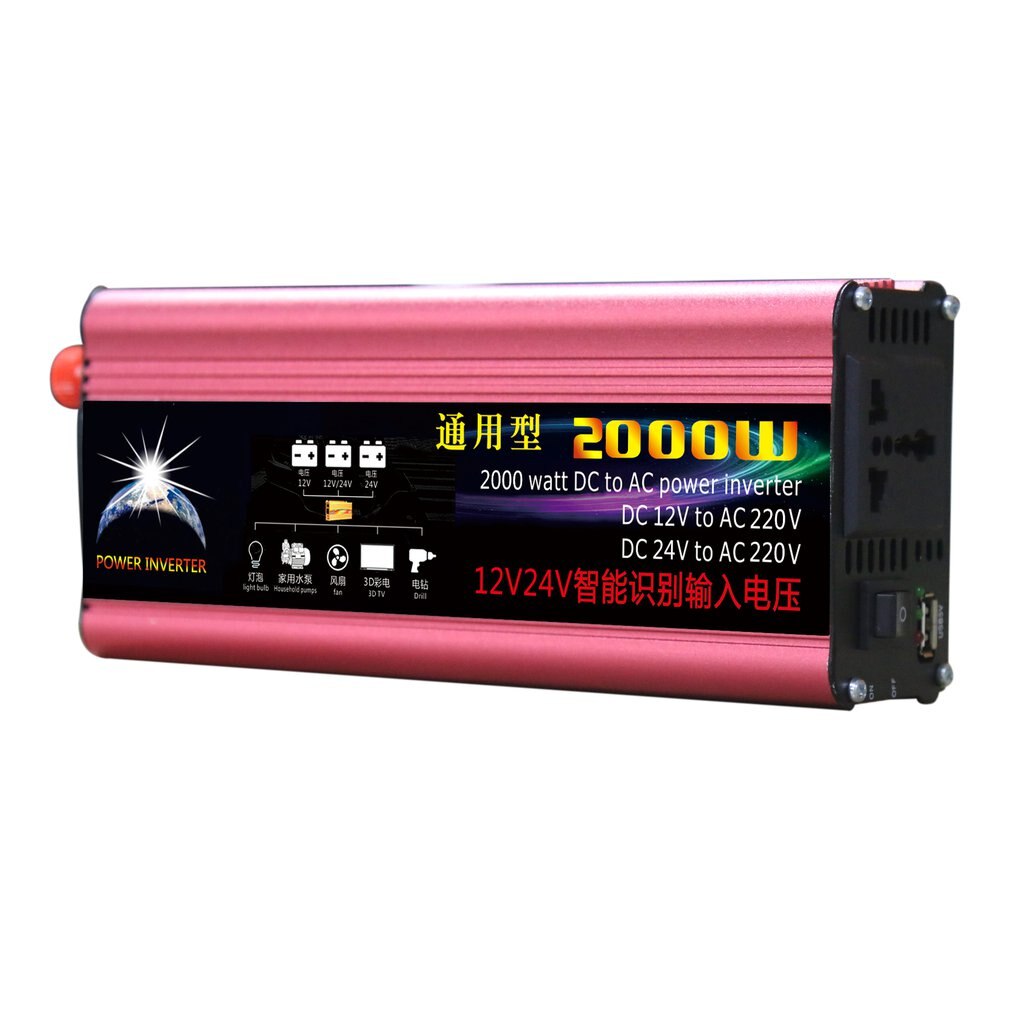 General 500W/1000W/1500W/2000W DC to AC Power Inverter 12V/24V to 220V Automotive Car Power Supply Inverter