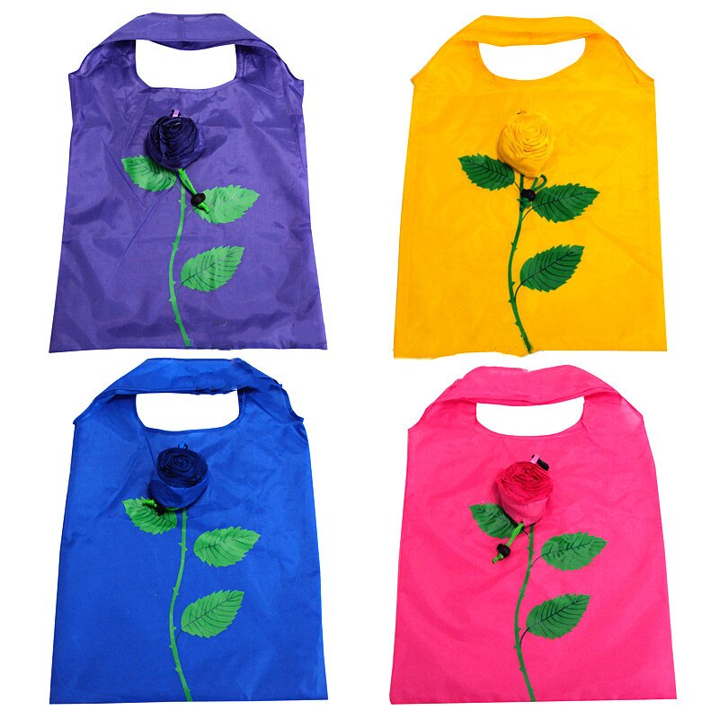 Eco Opslag Handtas Rose Bloemen Vorm Opvouwbare Boodschappentassen Herbruikbare Vouwen Kruidenier Nylon Grote Zak Leuke Tote Pouch 1 stuks