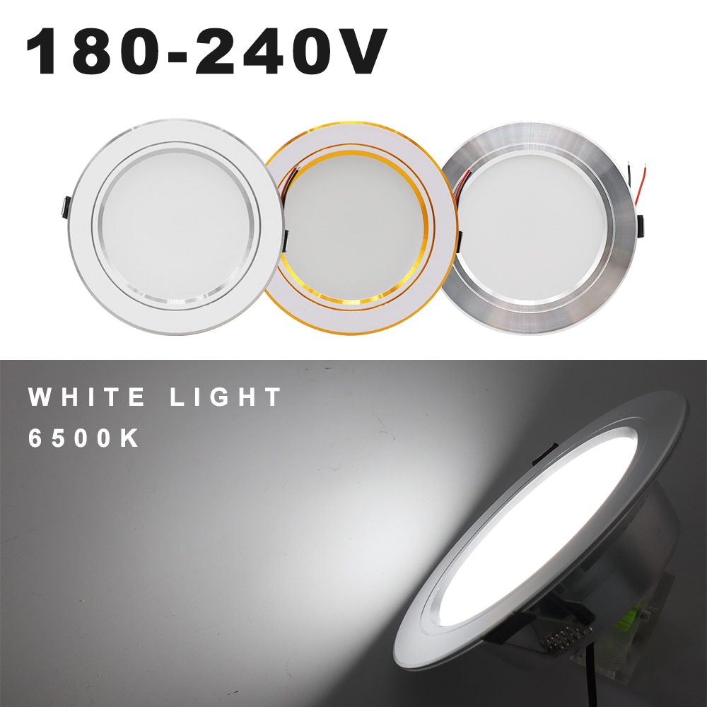 AC 220V LED Downlight Gouden Zilveren Plafondlamp Ronde Verzonken 5W 9W 12W 15W 18W Led Lamp Wit/Warm wit LED Down Lamp