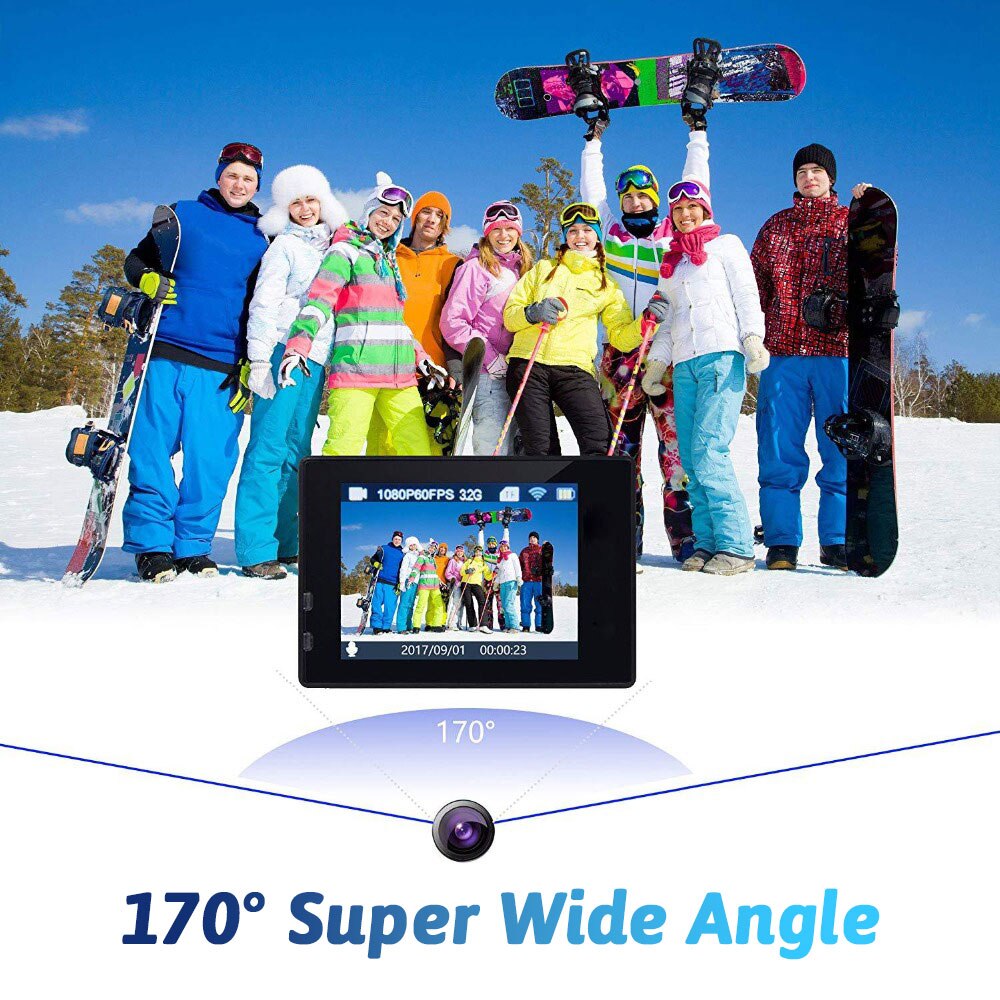 Outdoor Camera Ultra HD 4K/30m Waterproof WiFi 2.0 170°Wide Angle Underwater DVR Camera Outdoor Sports Diving Bike Camera