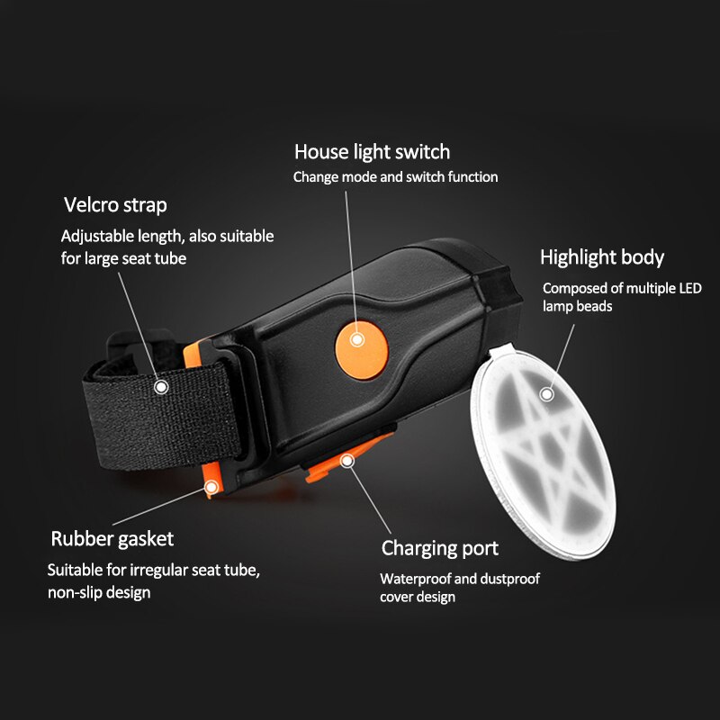 Fiets Licht 5 Verlichting Tailight Modes Fietslicht Usb Charge Led Bike Light Flash Strobe Opsteekt Voor Mountainbike Zadelpen