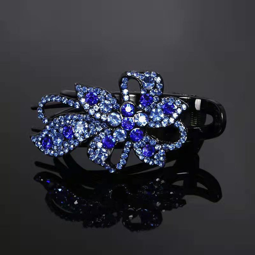 Épingle à cheveux en strass brillant, feuille de fleur, bec de canard, griffes rétro, accessoires pour cheveux pour femmes, couvre-chef queue de cheval brillante: Rose