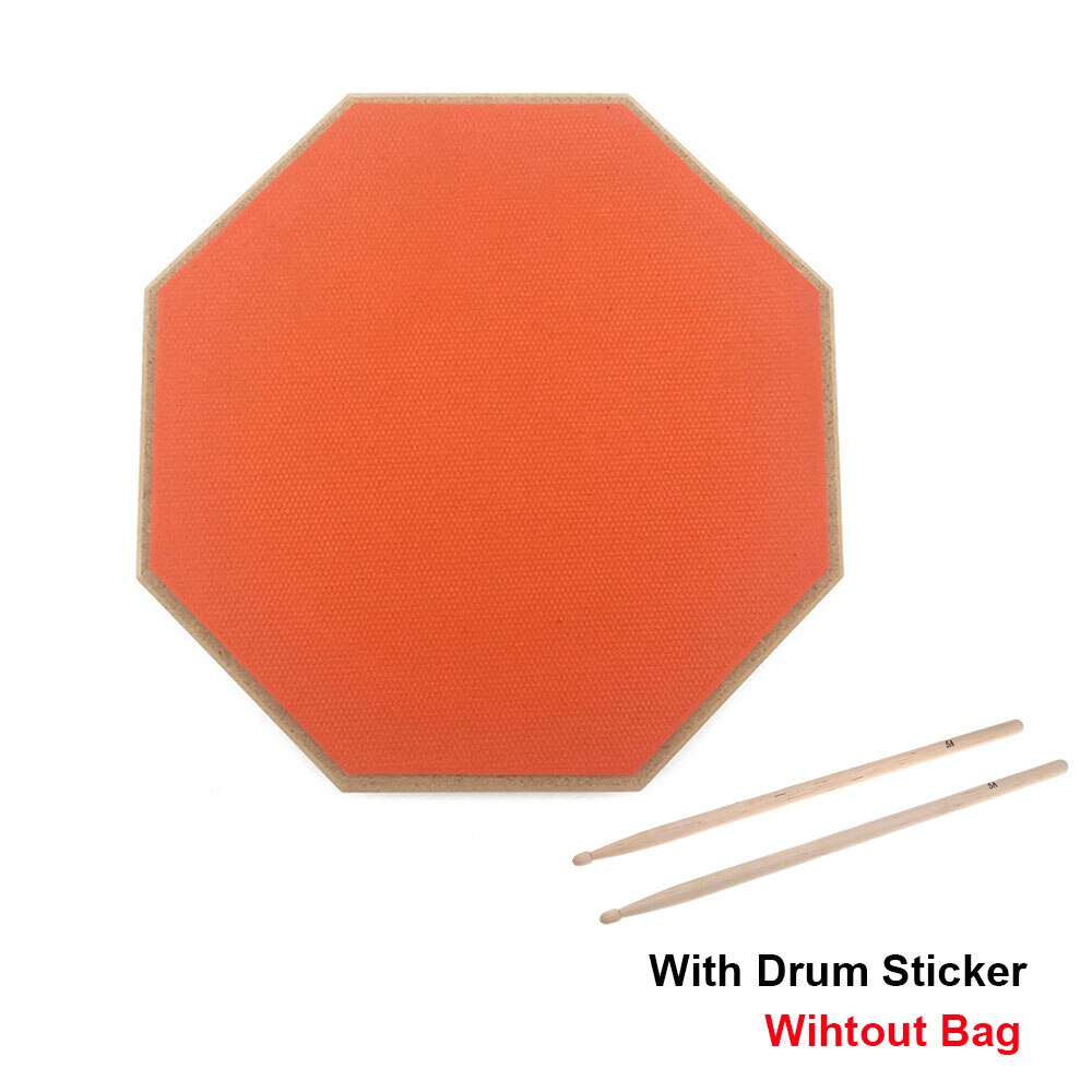 ammoon 12 Inch Drum Practic Pad Silent Drum Rubber Wooden Dumb Drum with Drumstick Carry Bag Support purchase: orange 8 INCH