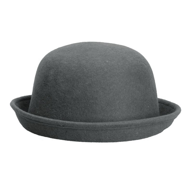 Chapeau unisexe classique en laine | Vintage femme homme à bord roulé, chapeaux melon, unisexe SER88: Gris
