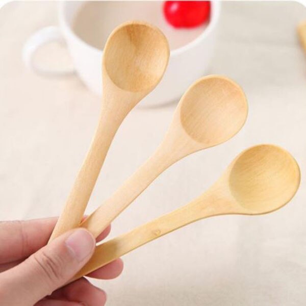 Herramienta de café utensilios de cocina cuchara para la sal cuchara de sabor de madera 13cm cocina azúcar accesorios de cocina Mini
