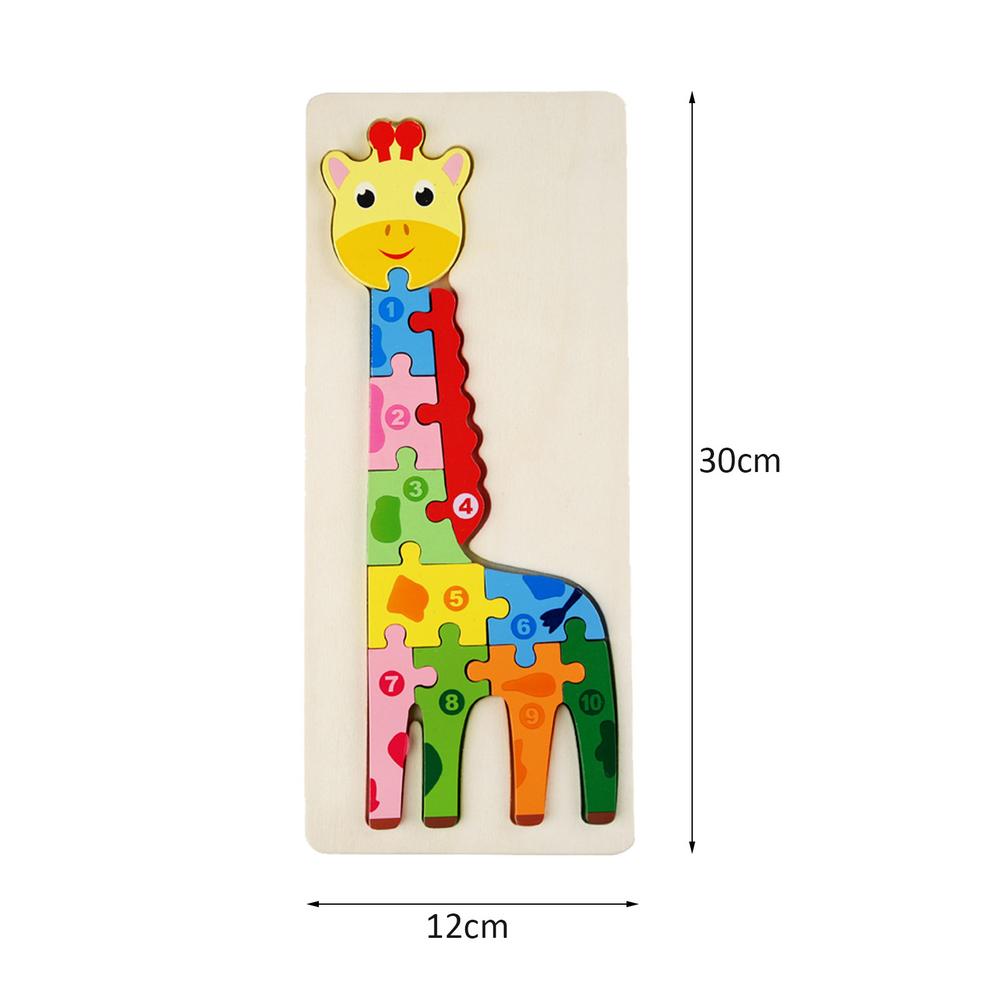 Houten Puzzels Voor Peuters Grote Maat Cartoon Aantal Dier Legpuzzels Voorschoolse Educatief Speelgoed Cadeau Voor Jongens Een