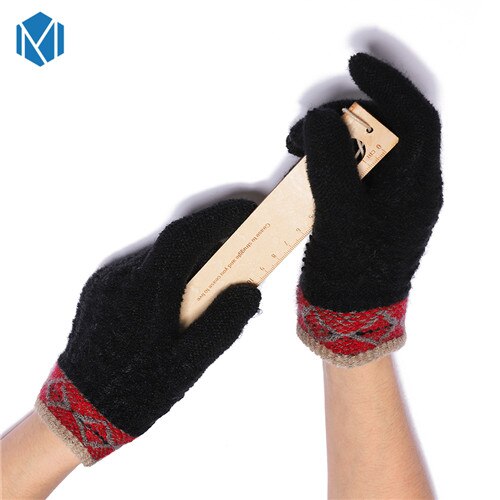Varm vinter børn solid strikkede piger cykelhandsker vanter helfinger handsker børn patchwork guantes tykke håndledshandsker: Sort