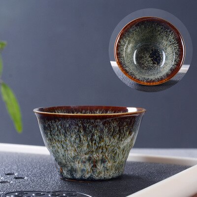 Taza de té verde puer, taza de té de cerámica con cambio de horno, taza de té para el hogar, oficina, accesorios de decoración del hogar: A
