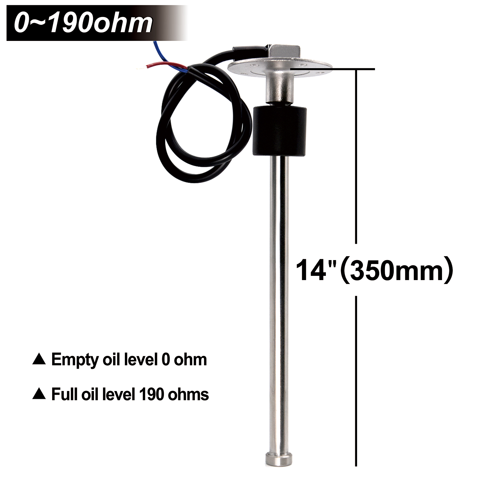 0-190 Ohm Kraftstoffstandsensor/Wasserstand Edelstahl A5 Sensor für Auto Auto Stiefel Wassertank Füllstandsanzeige Kraftstoffstandsanzeige: Weiß