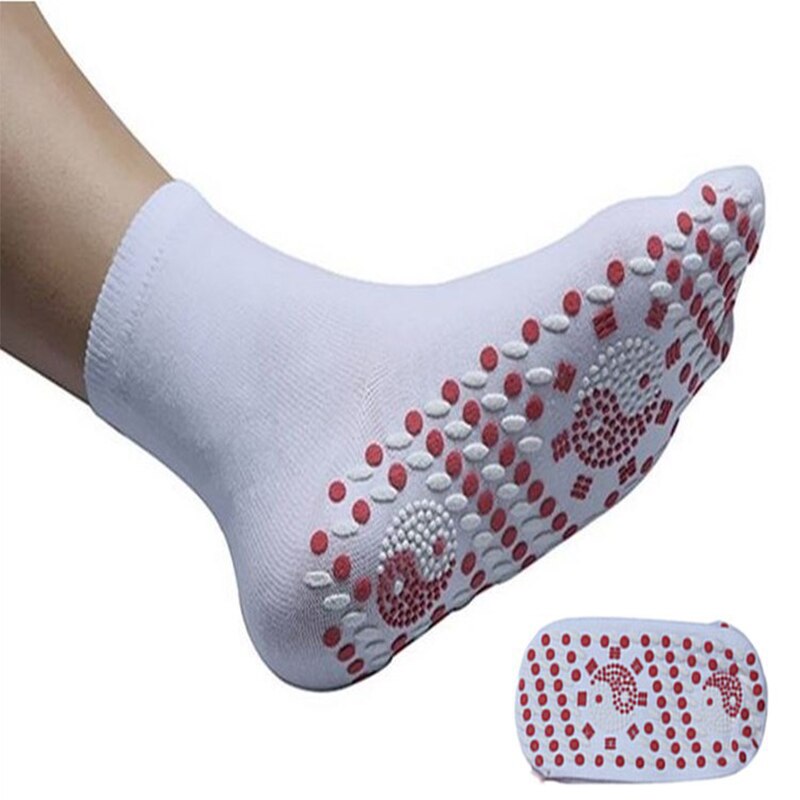 Unisex vinter turmalin magnetiske strømper selvvarme terapi kvinder mænd komfort sundhedspleje brathable fodmassager varmeapparat: Hvid