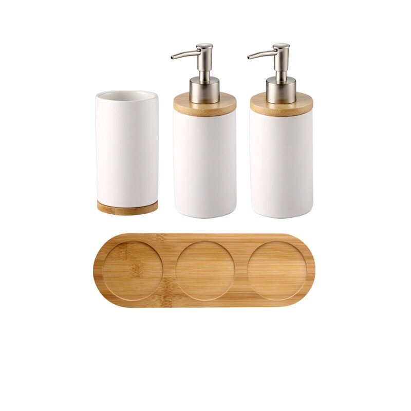 Ceramic Bamboo Bathroom Tumblers Mouth Cup Toothpaste Toothbrush Holder Soap Dispenser Kitchen Dishwashing Liquid Container: 13