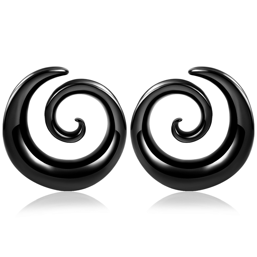Doearko 2 Stuks Cool Roestvrij Staal Oor Tunnels Pluggen Spiraal Zadel Meters Voor Oorlel Expander Piercing Body Sieraden Cadeau: Blauw / Goud-kleur