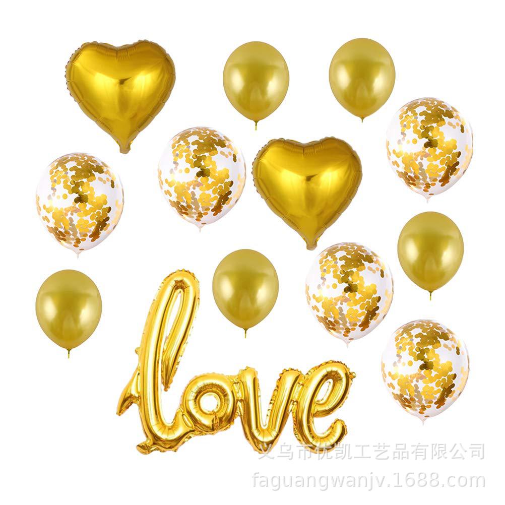 Valentinsdag stor sammenføjede kærlighed 12 tommer paillet ballon kombination dragt til bryllupsdekoration rund ballon: 2