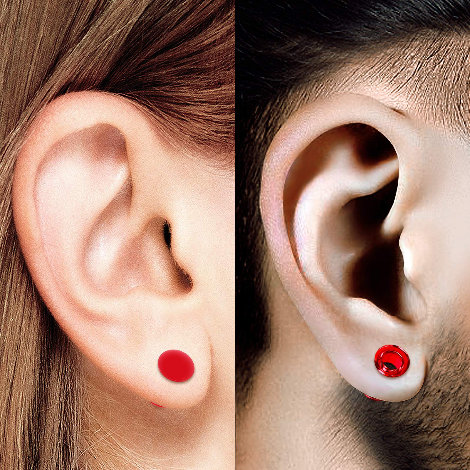 1 Paar rot Silikon doppelt ausgestellte Sattel durchbohren Schmuck Trage Ohr stöpsel Ohrring lappen Acryl Außen fleisch Tunnel 3-20mm