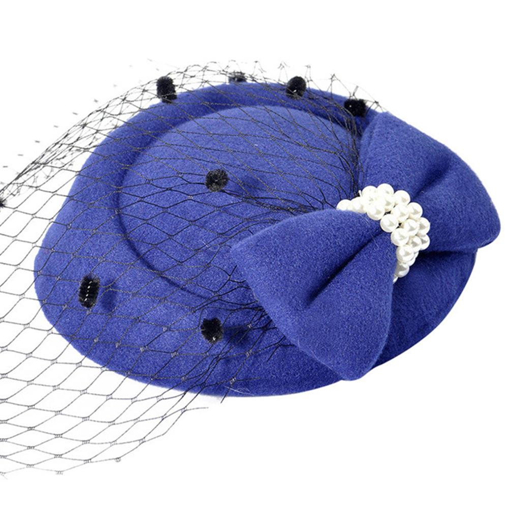 Women Pillbox Hat Trendy Bow Fascinator Hat Headwear With Veils For Wedding Party Church Cocktail Party Hat Hair Accessory: Blue