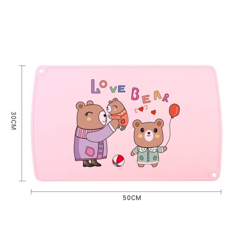 Kids Table Placemats Cartoon Animal Print Waterproof Food Grade Silicone Non-slip Table Mats Anti-scald Baby Feeding Pad 30*50cm