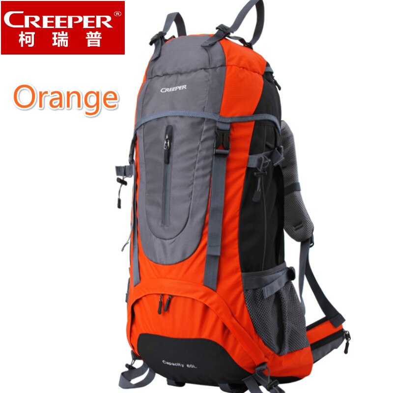 Creeper 60L Waterproof Rucksack Internal Frame Climbing Camping Hiking Backpack Mountaineering Bag: Orange