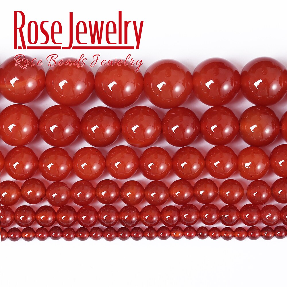 AAAAA Natural Stone Red Agates Carnelian Round Gem Loose Beads 15" Strand 4 6 8 10 12 14 16 MM Pick Size For Jewelry Making: 6mm 63pcs beads