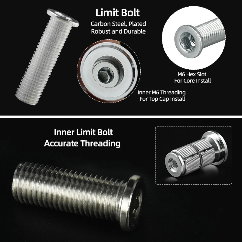 Plugue de compressão de bicicleta, parafusos de expansão de fone de ouvido, inserção de tigela, montagem de tampa superior, 1 1/8 ", porcas expansoras, âncora de garfo de carbono