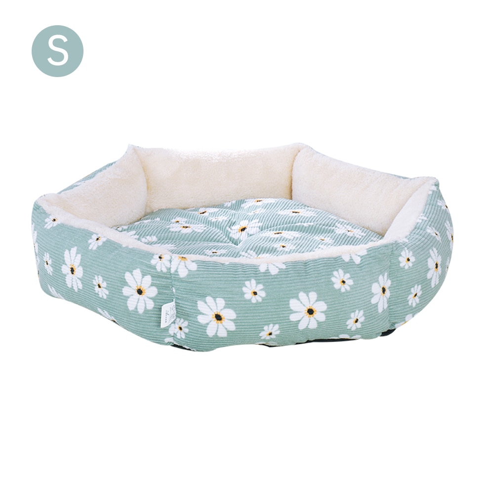 Hexagon Cat Bed House Soft Long Plush Best Pet Dog Bed For Dogs Basket Pet Products Cushion Cat Pet Bed Mat Cat Houses: green / M