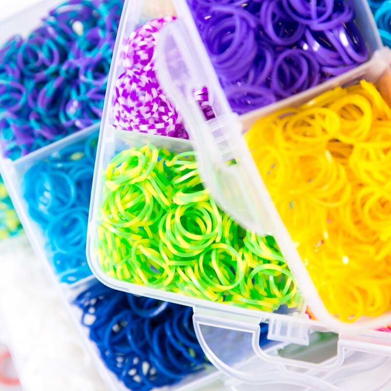 10000pc Rubber Loom Bands Set Box DIY Toys Bracelet Silicone Elastic Bands Weave Loom Bands Toy Tool AccessoriesABC Stickers