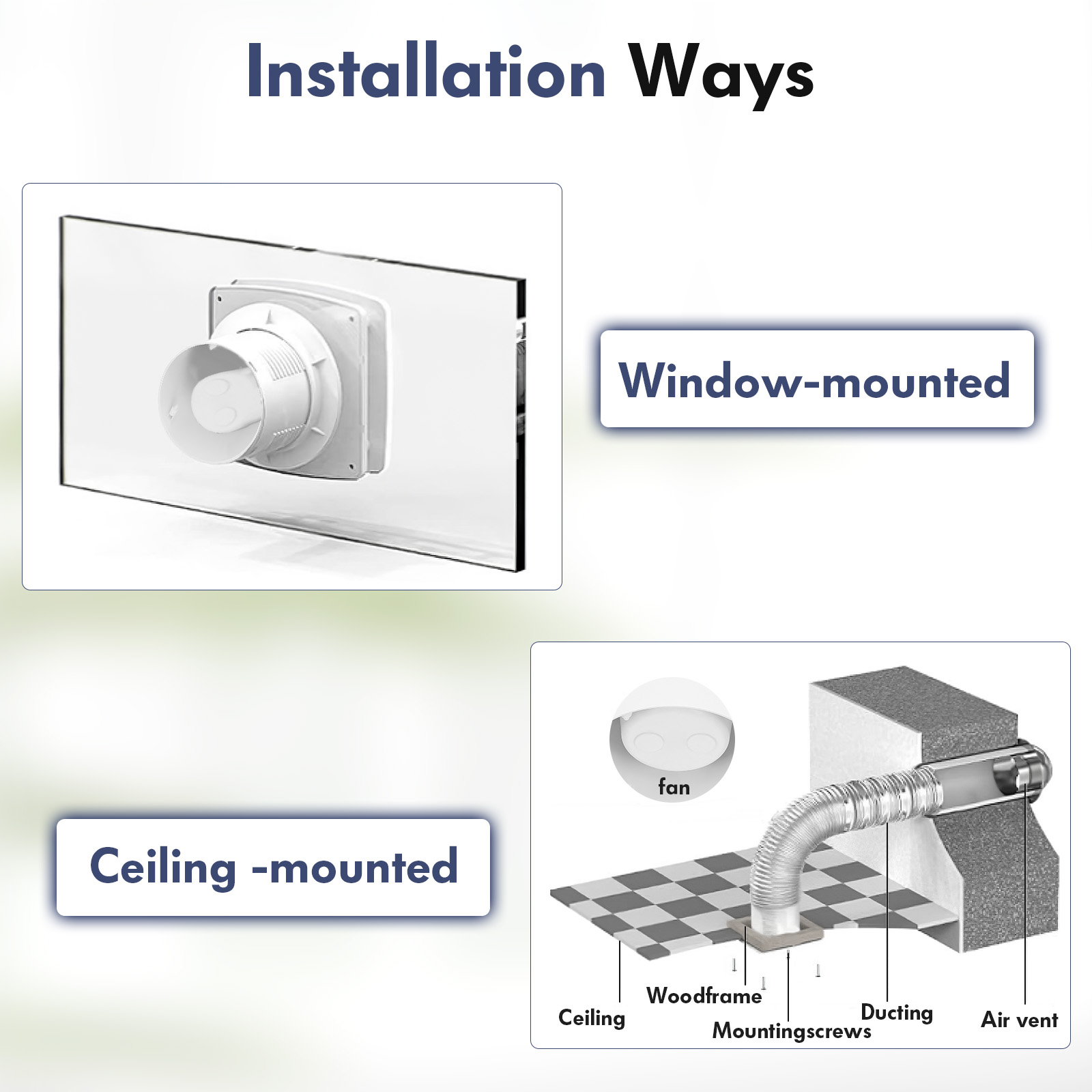 100mm 4" Extractor Fan Bathroom Kitchen Remote Control Two-Way Multifunction Max 5.7W 7 Speeds Silent Timer EU/UK Plug