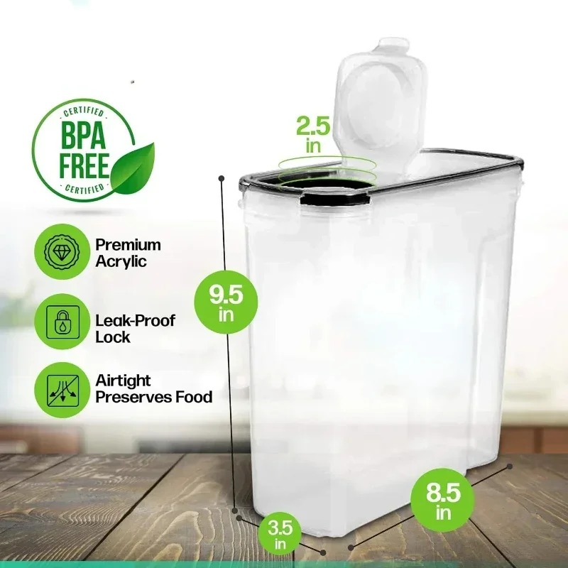 2PC Stackable Food Storage Container with Lid Kitchen Pantry Organization Box Clear Treat Box for Rice Cereal Dry Food Dispenser