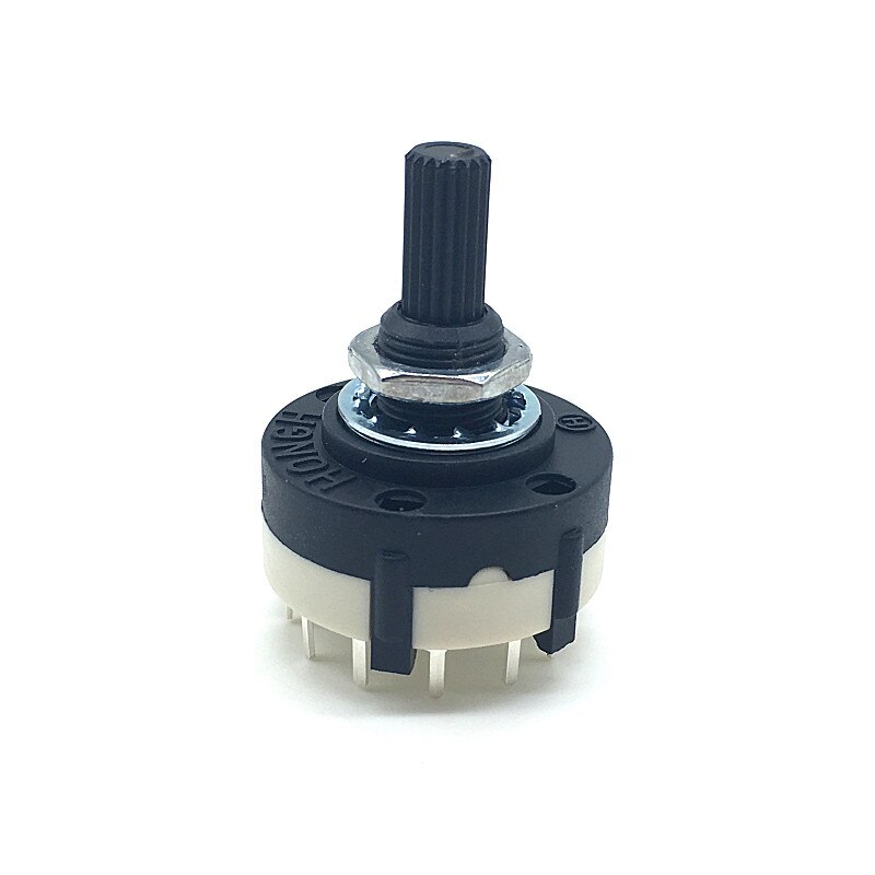 Interruptor Selector de canal rotativo de banda, 1 polo, 12 posiciones, RS26, 20MM de longitud con perilla, 5 unidades: without knob