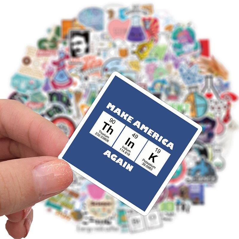 100Pcs Science Lab Chemistry Stickers Scientists Funny Waterproof Sticker DIY Laptop Suitcase Notebook Motorcycle Car Decals