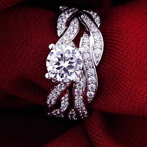 Mode 2 stks vrouwen 925 Rhinestone Engagement Wedding Ring Set