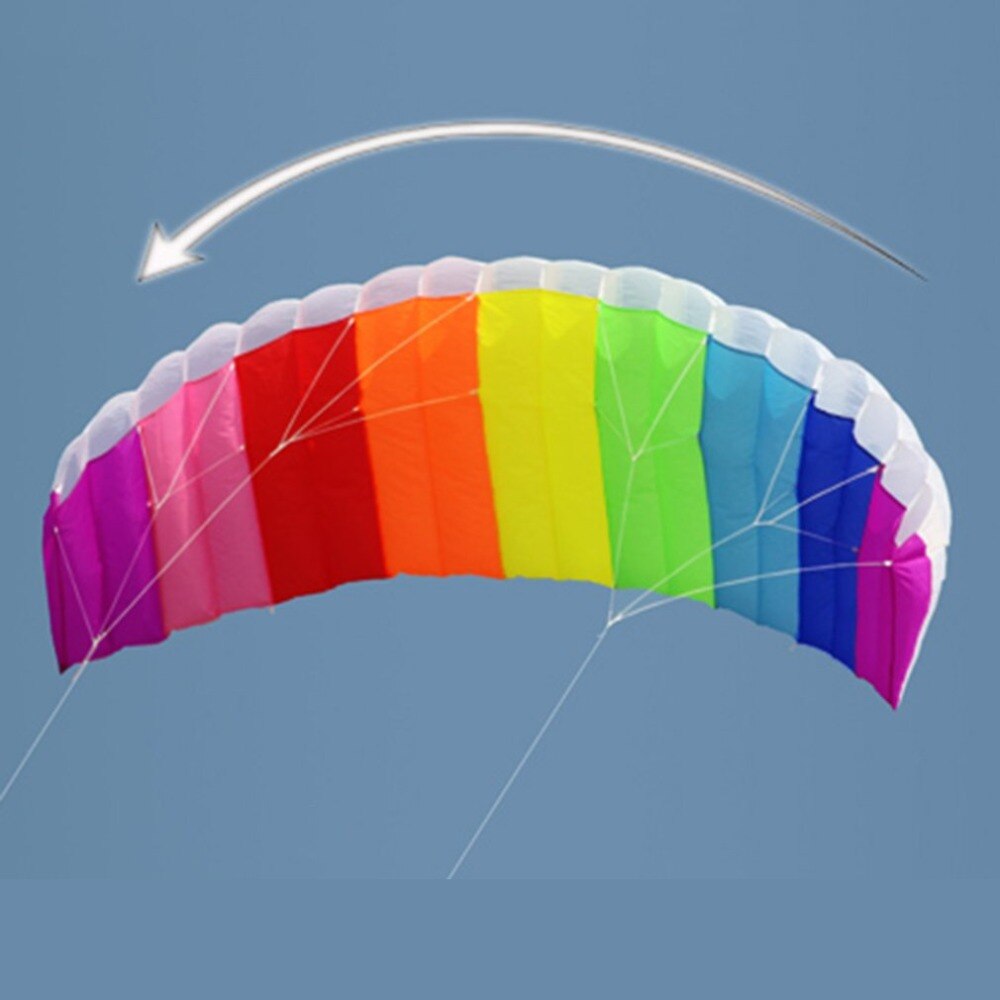 1.4/2/2.7M Rainbow Dual Lijn Kitesurfen Stunt Parachute Zachte Parafoil Surfen Kite Sport Kite Grote Outdoor Strand Vliegende Kite