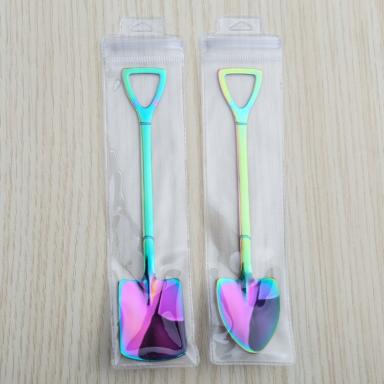 Beautifully packaged coffee spoon tea spoon stirring stainless steel spoon set watermelon dessert ice cream spoon: D-X-2PC