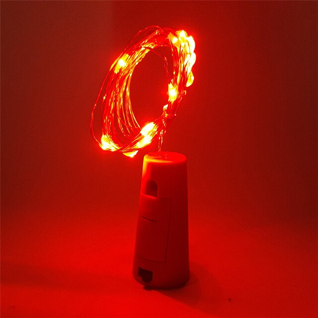 1M 2M Wine Bottle Light Cork Shape Battery Copper Wire led String Lights for Bottle DIY LED Bulbs Outdoor Christmas Tree Wedding: Red / 2M 20LEDS