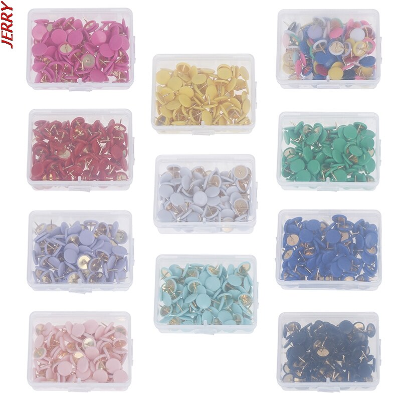 100 Round Pushpins Tack Pin Bulletin Board Cork Paper Map Point Office Binding Supply