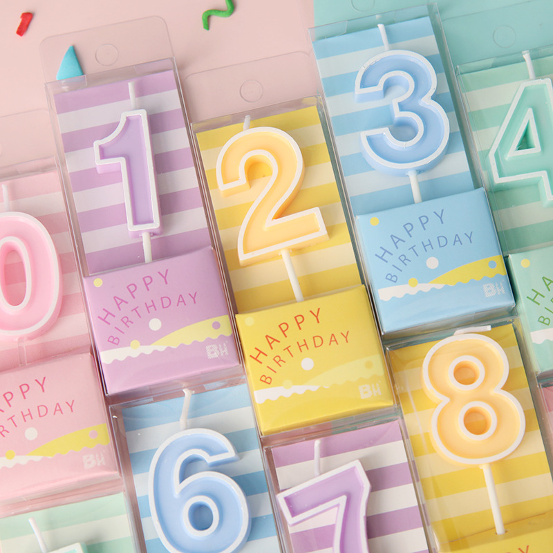 Wedding Multiple Colour Numbers 0-9 Birthday Candles Cake Topper Insert Birthday Party Dessert Table Candle Ornaments