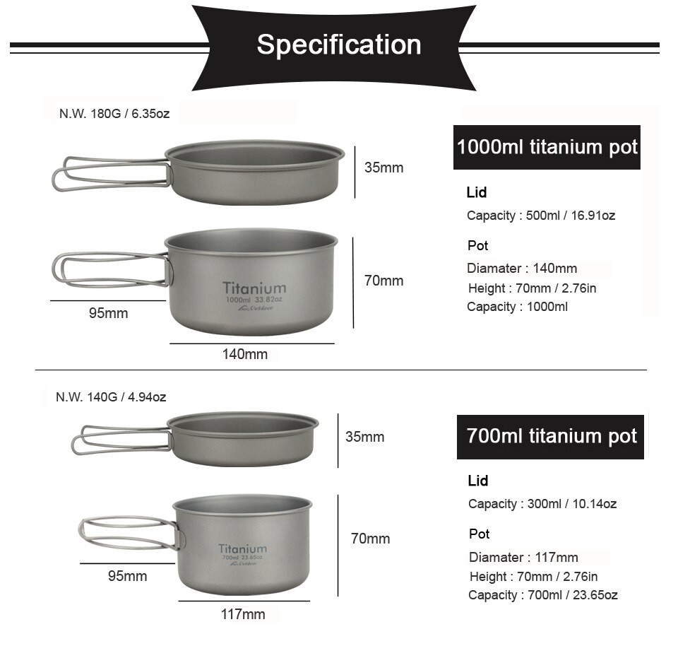 APG newest ultralight titanium pan and outdoor camping titanium pan enhancing the body resistance