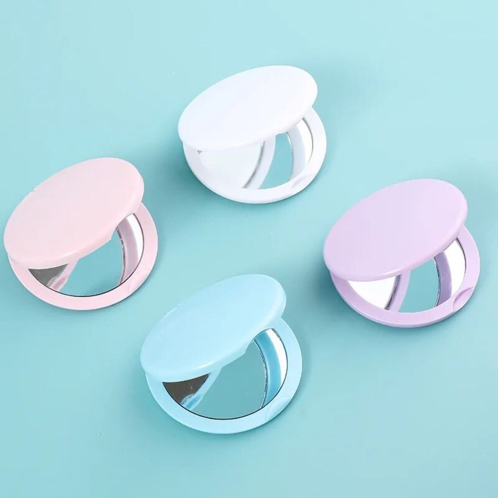 Portable Double Sided Flip Small Round Mirror Cute Round Mini Folding Mirror Small Round Makeup Mirror Office