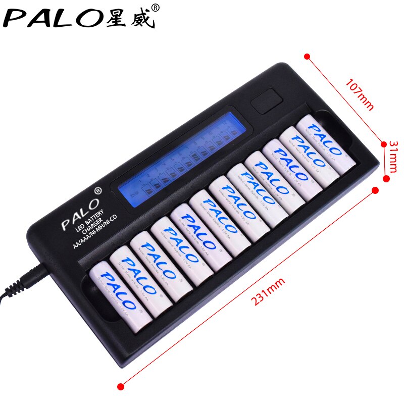 Snelle Smart 12 Slots Nimh Nicd Aa/Aaa Smart Lcd Battery Charger Voor 1 ~ 12 Stuks Aa Of aaa Nimh Nicd Oplaadbare Batterijen