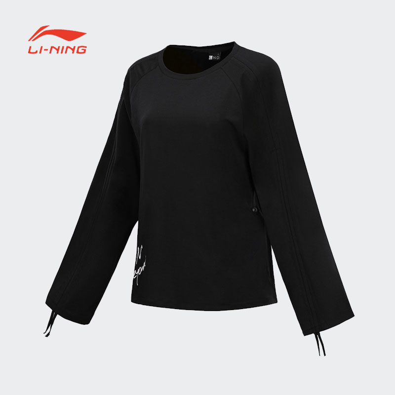 Li-Ning Vrouwen Lange Mouw Losse Ronde Hals Trui Mode Sportkleding Casual T-shirt Workout Top