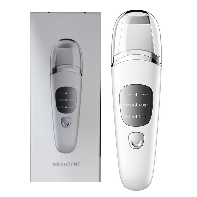 Ultrasonic Skin Scrubber Deep Face Cleaning Machine LCD Face Peeling Shovel Ion Skin Spatula: with box