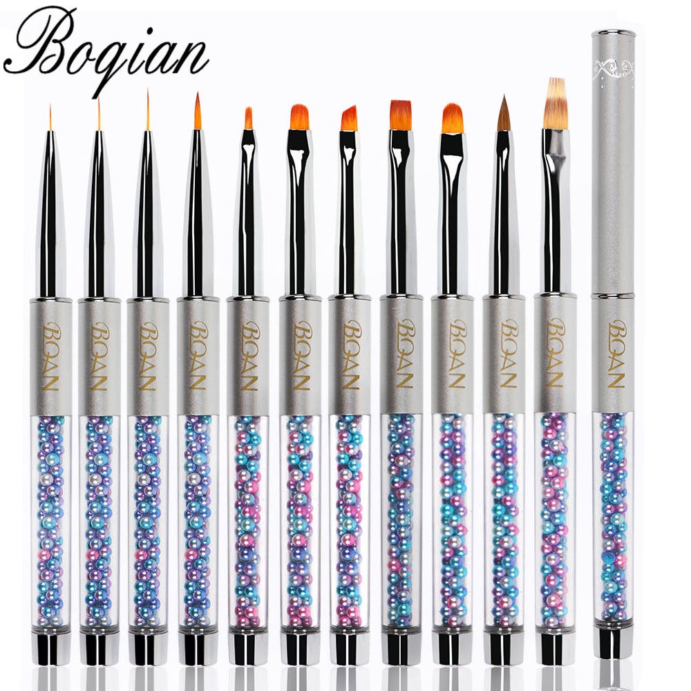 Bqan 11Pcs Nail Brush Uv Gel Liner Schilderij Pen Acryl Tekening Borstel Voor Nagels Gradiënt Strass Handvat Nail Art tool