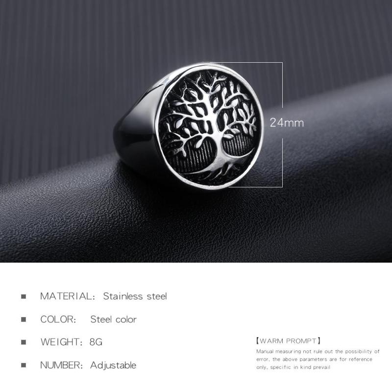 Oumart Men's Ring Stainless Steel Tree Pattern Jewelry Accessories jewelry championship rings punk for men