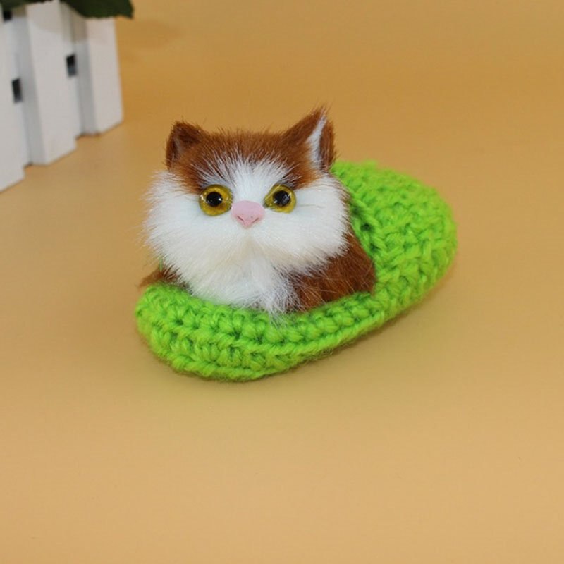 1pcs Lovely Press Meow Kitten Cute Small Cats Sleeping Or Sitting Slipper Funny Little Cat Sounding Toy Home Car Office Decor: M