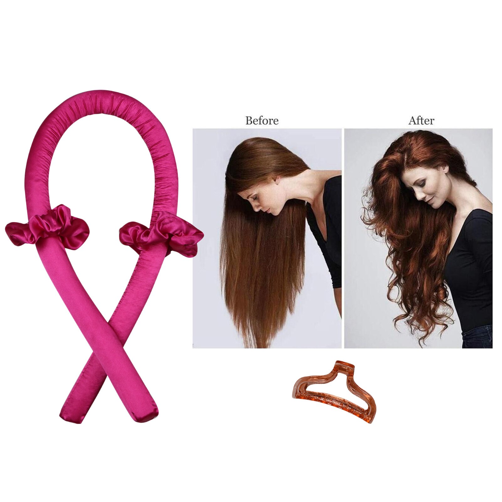Heatless Curling Rod Headband No Heat Curls Hair Rollers Sleeping Soft Headband Hair Curlers Hair Styling Tools: Rose Red