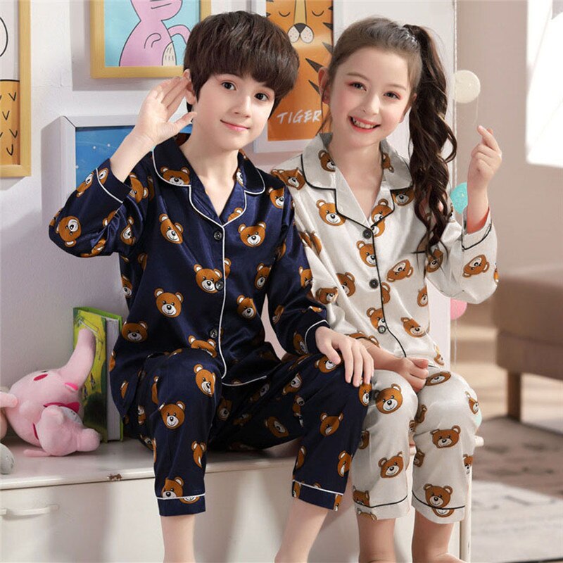 Kids Pajamas Boys Sleepwear Nightwear Baby Girls Infant Clothes Cartoon Bear Pajama Sets Children's Pyjamas