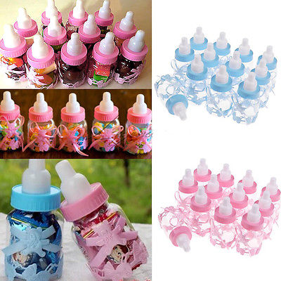 Brand 12 Invulbare Fles Baby Shower Gunsten Decor Aandenken Plastic Melk Fles Candy Kan Baby Douche Fles