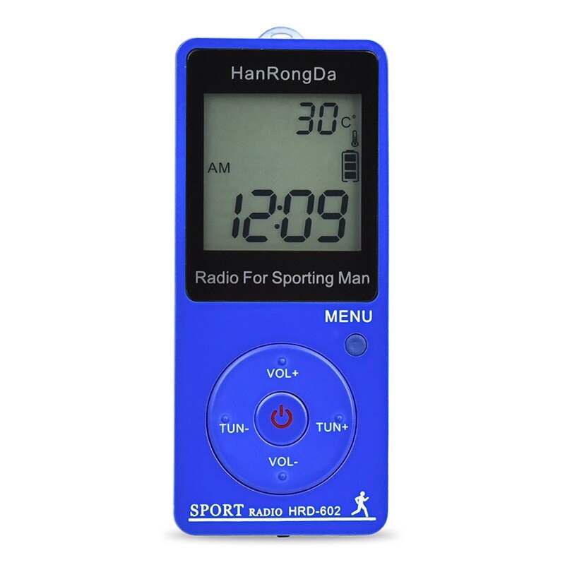 Radio FM AM Chargable Li-ion Battery Sports Radio With Pedometer Function Mini Pocket Radio For Sporting Man Earphone: Blue