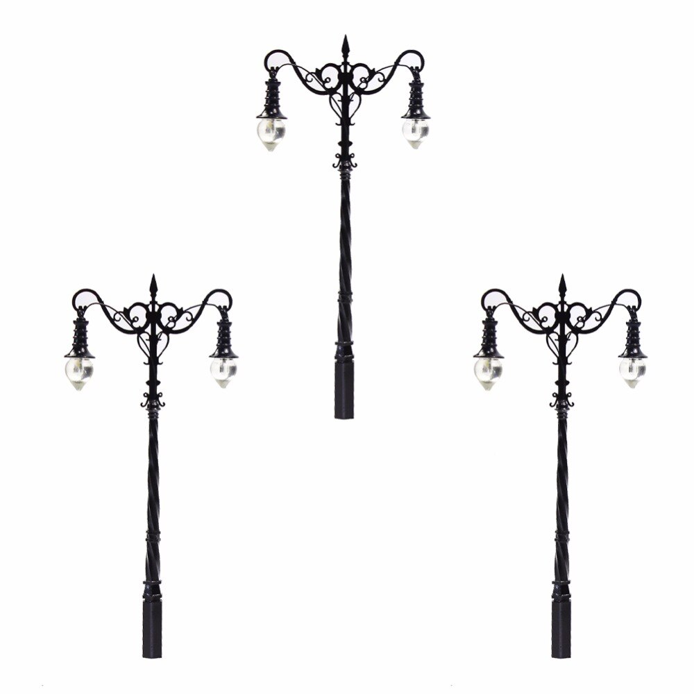3pcs Model Railroad train Lamp posts Yard street light Lamps O/OO scale LQS37 LED lights model building kit