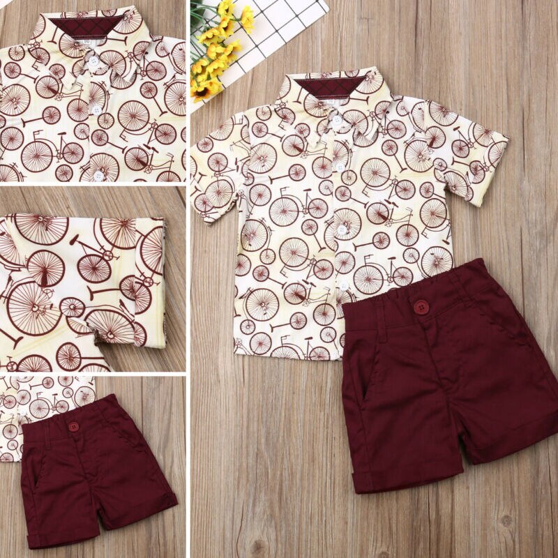 Zomer Kleding Sets jongen Katoen casual kinderkleding Baby Jongens Jurk shirt + Shorts Broek 2 Stuks kleding Sets